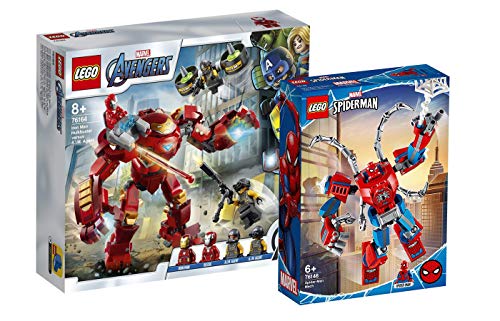 Collectix Lego Marvel 76164 Iron Man Hulkbuster vs. A.I.M.Agent + Spiderman 76146 Spiderman Mech - Juego de figuras de Los Vengadores