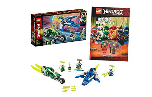 Collectix Lego Ninjago 71709 Jay y Lloyds Power-Flitzer con aviones y ciclistas (71709) + Action en Ninjago City (libro de bolsillo)