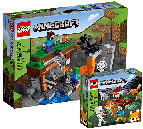 Collectix Lego Set – Lego Minecraft La mina abandonada (21166) + Lego Minecraft La aventura Taiga (21162), set de regalo a partir de 7 años