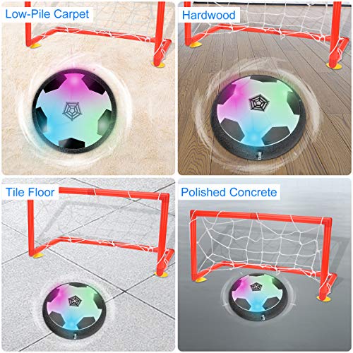 colmanda Air Soccer Fútbol, Juguetes Air Fútbol con Goal de Fútbol, Air Power Soccer Juguete Balón de Fútbol con Luces LED y Música, Air Football Kit para Niños Niñas Regalos Cumpleaños (A)