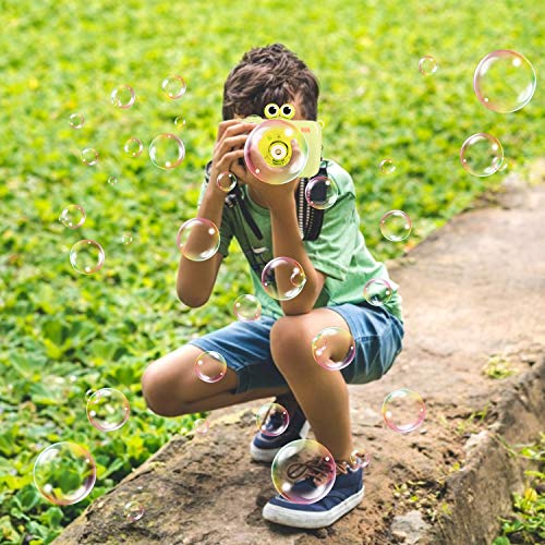 Colmanda Máquina de Burbujas para Niños, Pistola Burbujas con Solución de Jabón, Pistola de Pompas de Jabón Niños, Máquina de Pompas de Jabón para Niños y Adultos (Verde)