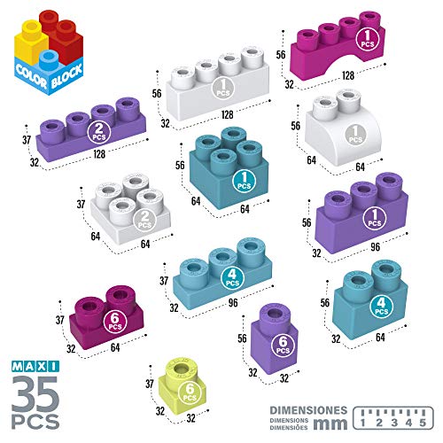 ColorBaby - Bloques construcción bebé 35 piezas, bloques de colores(49282)