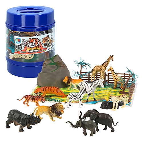 ColorBaby - Bote con animales salvajes Animal World - 21 piezas