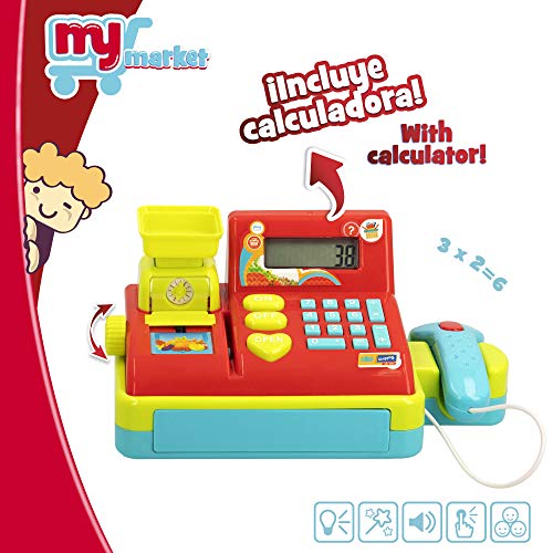 ColorBaby - Caja registradora con luz, sonido y calculadora my market (46589)