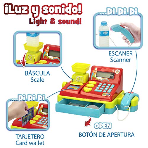 ColorBaby - Caja registradora con luz, sonido y calculadora my market (46589)