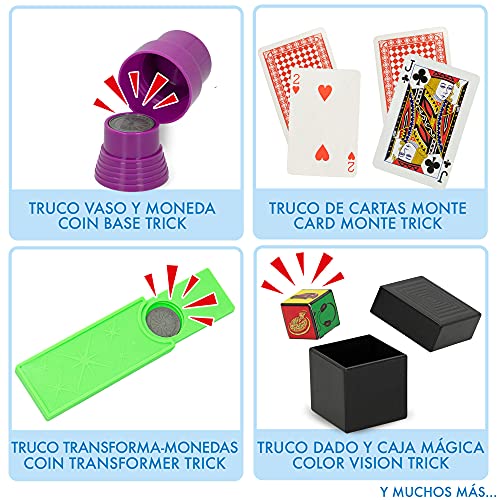 ColorBaby - Juego magia, Trucos magia infantil 51 piezas, Magic Show con 75 trucos, varita mago para niños, Juego magia niños 6 años, Juguetes educativos y creativos para niños y niñas (43756)