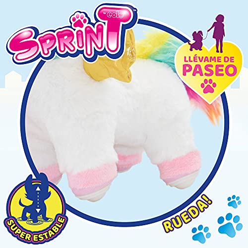 ColorBaby- Lucky Peluche, Sprint, Correa con Bomba de Aire, Andador, niñas Interactivo, Unicornio con Sonidos, A Partir de los 18 Meses, Incluye Pilas (46676), Multicolor