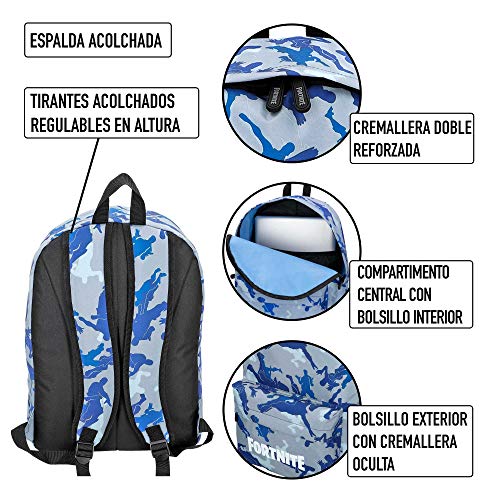 ColorBaby - Mochila Fortnite Camuflaje azul 35x43 cm (77080)