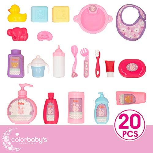 ColorBaby - Muñeco bebé blandito, con sonido y accesorios, con pijama, Muñeco 31 cm, Muñeco bebe recién nacido, Accesorios para bebes de juguete, a partir de 24 meses, colorbaby's (46541)