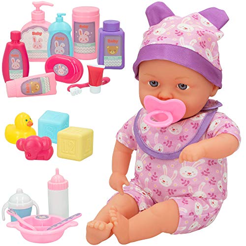 ColorBaby - Muñeco bebé blandito, con sonido y accesorios, con pijama, Muñeco 31 cm, Muñeco bebe recién nacido, Accesorios para bebes de juguete, a partir de 24 meses, colorbaby's (46541)