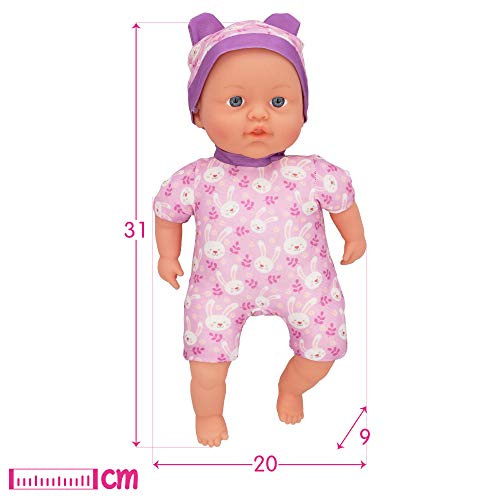 ColorBaby - Muñeco bebé blandito, con sonido y accesorios, con pijama, Muñeco 31 cm, Muñeco bebe recién nacido, Accesorios para bebes de juguete, a partir de 24 meses, colorbaby's (46541)