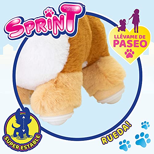 ColorBaby- Puppy Peluche, Sprint, Correa con Bomba de Aire, Perro Sonido, Levanta Orejas y colita, Perritos de Juguete Que andan, A Partir de los 18 Meses, Incluye Pilas (46675), Multicolor