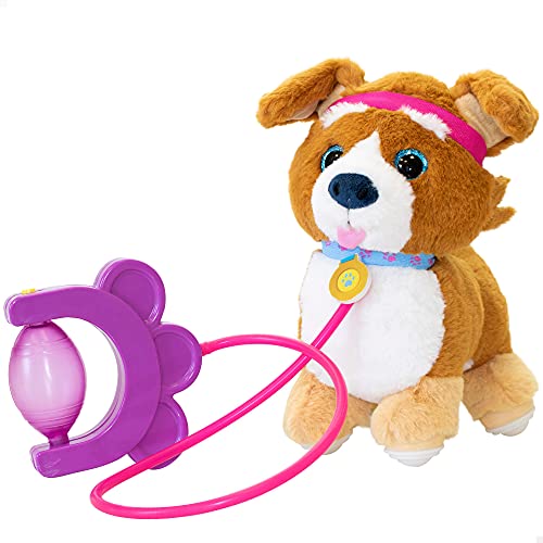 ColorBaby- Puppy Peluche, Sprint, Correa con Bomba de Aire, Perro Sonido, Levanta Orejas y colita, Perritos de Juguete Que andan, A Partir de los 18 Meses, Incluye Pilas (46675), Multicolor