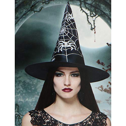 com-four® 3X Sombrero de Bruja para Disfraz de Bruja - Sombrero de Mago Ideal para Carnaval, Fiesta de Disfraces, Halloween (03 Piezas - Sombrero telaraña)