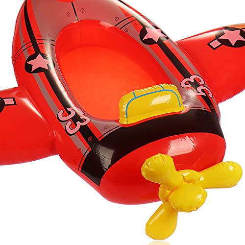 com-four® Figura de natación con diseño de avión - Bote de Goma Inflable para niños - colchón de Aire para divertirse en el baño - Figura de baño para la Playa y la Piscina (Avion Rojo)