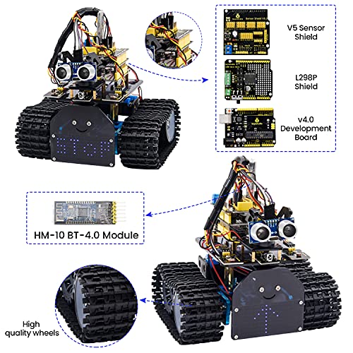 con UN0 R3, Módulo de Seguimiento de Línea, Sensor Ultrasónico , Kit Robótico Coche Educativo STEM