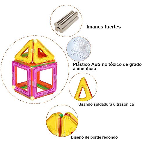 CONDIS Bloques de Construcción Magnéticos para niños, Juegos de Viaje Construcciones Magneticas imanes Regalos cumpleaños Juguetes Educativos para Niños Niñas de 2 3 4 5 6 7 8 Años，78 Piezas