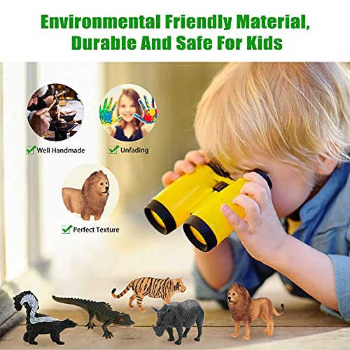 Conjunto de Juguetes Animales de Mini Selva de 9 Piezas Achort Mini Animal Salvaje Figura Modelo Juguetes Set de Simulación De Plástico Animales Niños Niñas Juguete Cognición Educativa