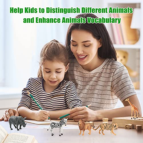 Conjunto de Juguetes Animales de Mini Selva de 9 Piezas Achort Mini Animal Salvaje Figura Modelo Juguetes Set de Simulación De Plástico Animales Niños Niñas Juguete Cognición Educativa