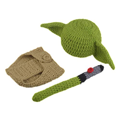 Conjunto de traje de bebé Crochet Knit Ducha Regalo Pañal Cubierta Yoda Sombrero Ropa de Cumpleaños Trajes Hecho a Mano Suave Lindo Fotografía Prop Recién Nacido Dibu