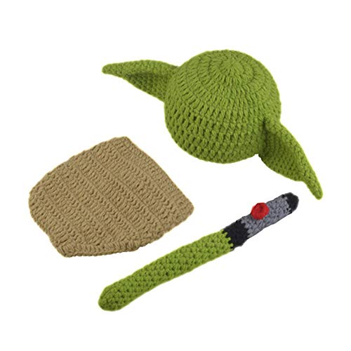 Conjunto de traje de bebé Crochet Knit Ducha Regalo Pañal Cubierta Yoda Sombrero Ropa de Cumpleaños Trajes Hecho a Mano Suave Lindo Fotografía Prop Recién Nacido Dibu