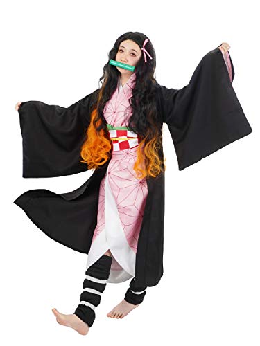 CoolChange Disfraz Cosplay de Kimetsu no Yaiba de Nezuko Kamado con Kimono & Pieza para la Boca | Talla: M