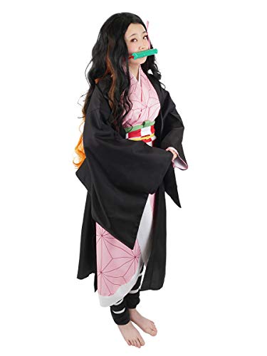 CoolChange Disfraz Cosplay de Kimetsu no Yaiba de Nezuko Kamado con Kimono & Pieza para la Boca | Talla: M