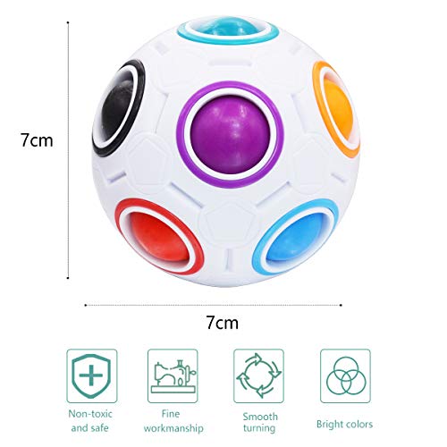 Coolzon Magic Rainbow Ball 3D Puzzle Cube, Bola mágica del Arco Iris Regalo de Juguete Educativo para Niños, Blanco