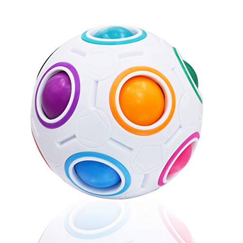 Coolzon Magic Rainbow Ball 3D Puzzle Cube, Bola mágica del Arco Iris Regalo de Juguete Educativo para Niños, Blanco