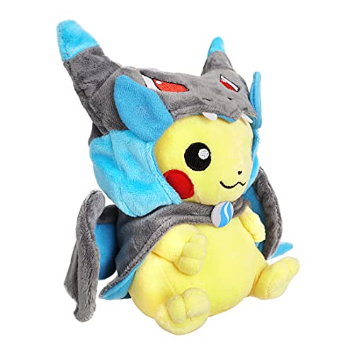 CosplayStudio Pokémon Pikachu - Peluche con capa Mega Glurak X | Peluche de Pikazard | 20 cm