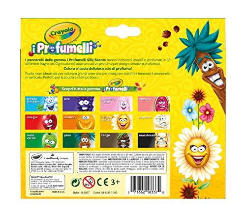 Crayola-12 rotuladores Silly Scents Broadline, 12 Unidad (Paquete de 1) (58-8337)