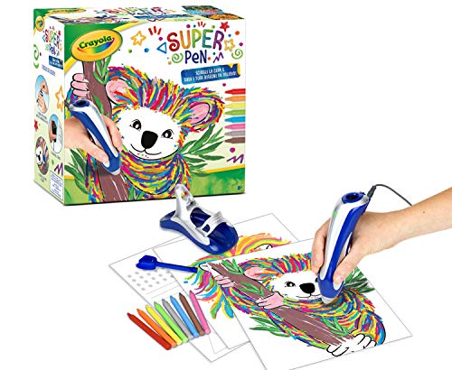 CRAYOLA - Super Pen Koala 25-0391 - Cera para derretir y crear diseños en relieve, color plateado y azul