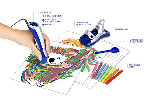 CRAYOLA - Super Pen Koala 25-0391 - Cera para derretir y crear diseños en relieve, color plateado y azul