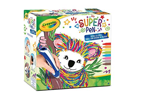 CRAYOLA - Super Pen Koala 25-0391 - Cera para derretir y crear diseños en relieve, color plateado y azul