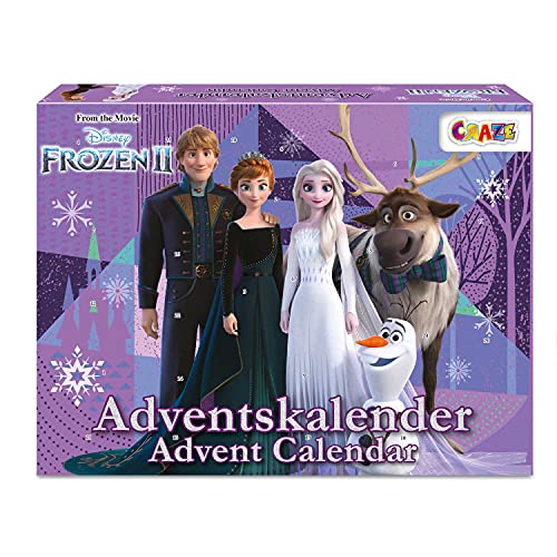 CRAZE Calendario Adviento FROZEN 2020, Elsa y Anna para niños calendario de juguetes con contenido creativo y grandes sorpresas 24652