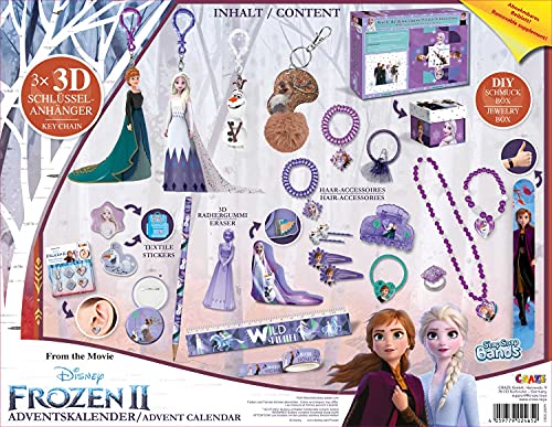 CRAZE Calendario Adviento FROZEN 2020, Elsa y Anna para niños calendario de juguetes con contenido creativo y grandes sorpresas 24652