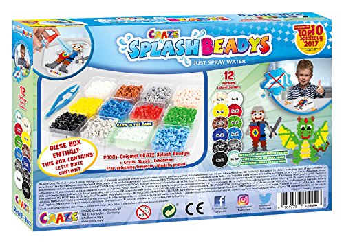 CRAZE- Cuentas de fusibles Fuse Beads Splash BEADYS Caja de Recarga Juego de Recambio de Perlas para niños 10006, Multicolor , color/modelo surtido