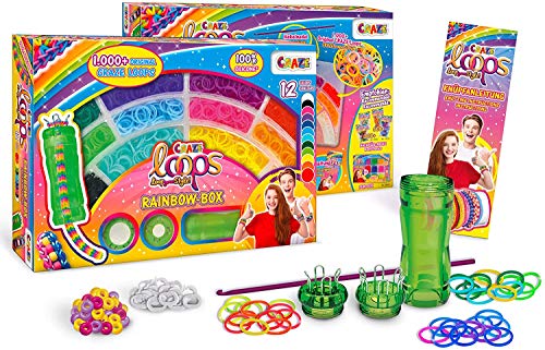 CRAZE - Kit Para Hacer Pulseras Personalizadas De La Amistad Y Anillos Niña Con Silicona, 900 Gomas, 15 Cierres, Mini Look, 1 Aguja Ganchillo, Regalos Niñas, Multicolor