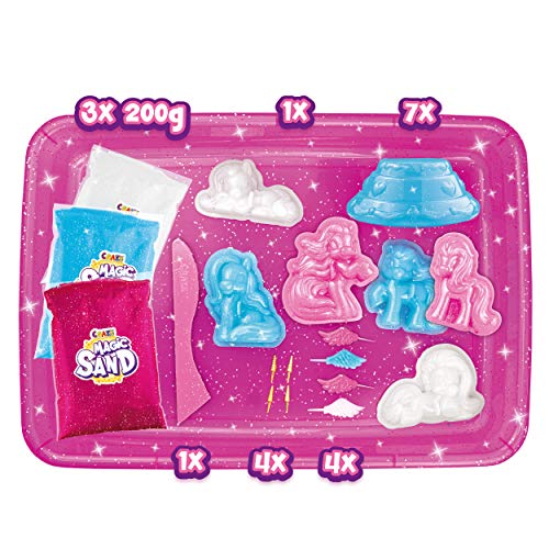 CRAZE Magic Sand Unicorn Set 200 g Glitzersand mit Einhornformen Dreifarbig 29725 29725-Juego Arena Brillante con Formas de Unicornio, Color Tricolor