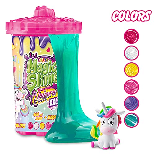 CRAZE Magic Slime Unicorn XXL con Figura de Unicornio Surprise de 600 ml con Purpurina en Lata 34392, Preciosos Efectos de Purpurina