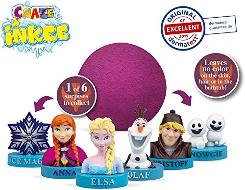 CRAZE- Pack 3 Bombas Infantiles Frozen con Juguete Sello Regalo Sorpresa. Lote de 3 Sales de Baño Espumosas para Bañera o Piscina de Niños con Olor a Arándanos, Multicolor (29404)