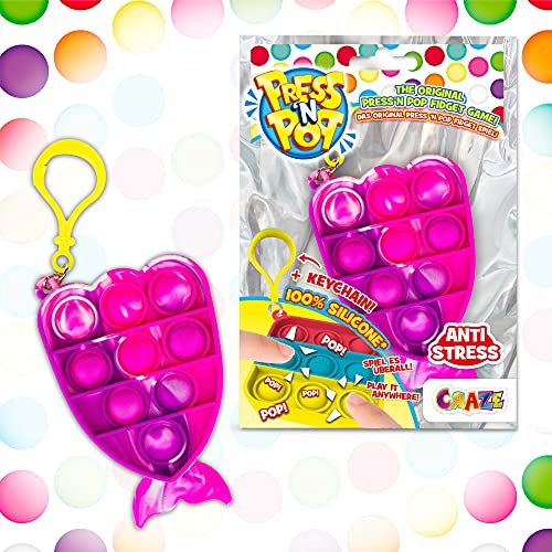 CRAZE- Ploppgeräusch beidseitig gleich Llavero Press N Pop antiestrés para niños y Adultos, sensorial, Amortiguador, Unisex, diseño de Sonido por Ambos Lados Igual 35214, Color