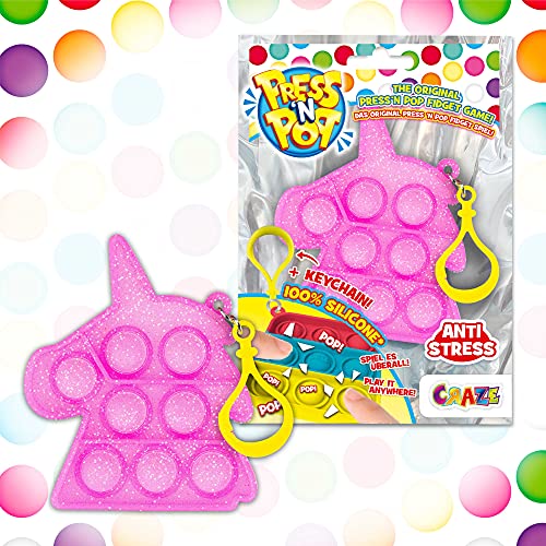 CRAZE- Ploppgeräusch beidseitig gleich Llavero Press N Pop antiestrés para niños y Adultos, sensorial, Amortiguador, Unisex, diseño de Sonido por Ambos Lados Igual 35214, Color