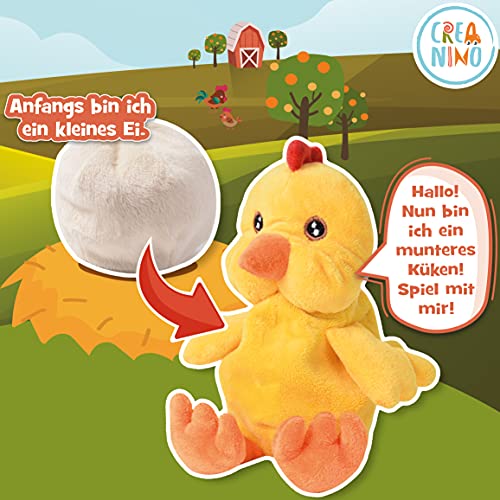 Creanino Peluche 2 en 1, reversible, transformación y desarrollo reversible, juguete creativo con voladizo, juguete de aprendizaje muy suave para dar la vuelta (pollito)