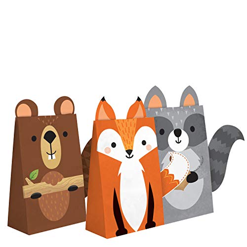 Creative Converting- Wild One Woodland - Bolsas de papel con forma de animales, 8 unidades (344417)