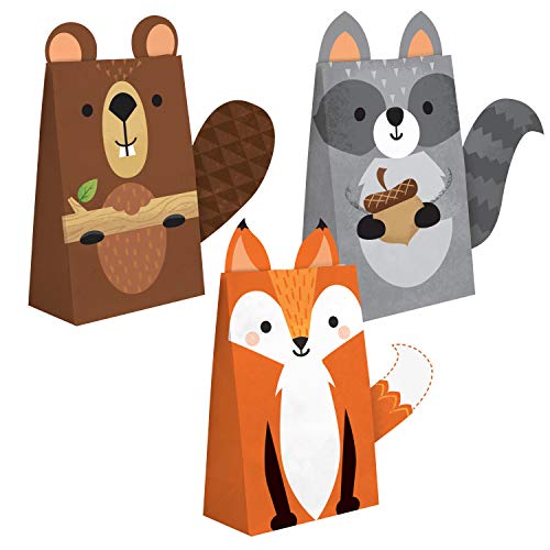 Creative Converting- Wild One Woodland - Bolsas de papel con forma de animales, 8 unidades (344417)