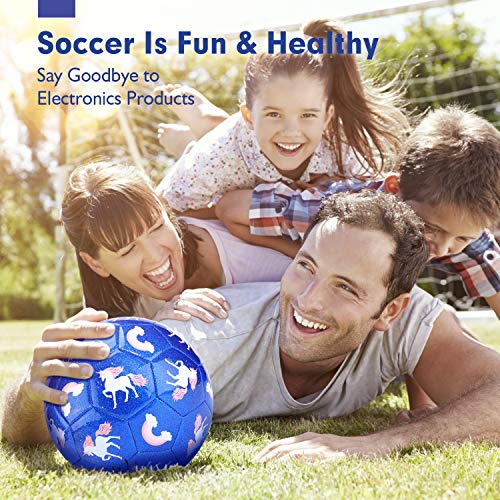 CubicFun Balon Futbol Niños con Bomba y Bolsa de Malla, Balon de Futbol Unicornio Efecto Brillo Pelota Futbol Juguetes Niños 3 4 5 6 7 años, Bonito Regalo para Niñas Niños, Tamaño 3