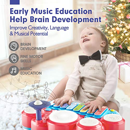 CubicFun Instrumentos Musicales Juguetes Niños 1 año Piano Infantil Juego Tambor Teclado Piano y Xilófono Set, Juguete Musical Regalo Juguetes para Niños 2 3 4 5 años