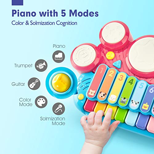 CubicFun Instrumentos Musicales Juguetes Niños 1 año Piano Infantil Juego Tambor Teclado Piano y Xilófono Set, Juguete Musical Regalo Juguetes para Niños 2 3 4 5 años