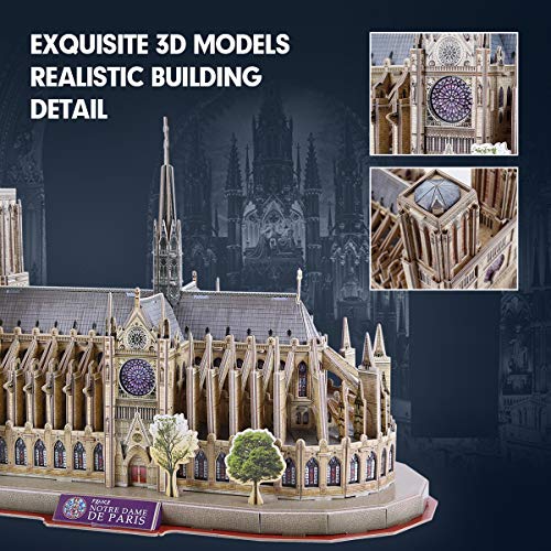 CubicFun National Geographic Puzzle 3D Notre Dame de Paris Gótica Kit Modelo de Edificio, 128 Piezas